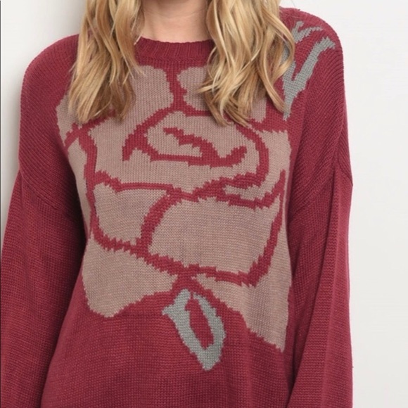 Berry Mauve Rose Knit Sweater - Picture 2 of 3